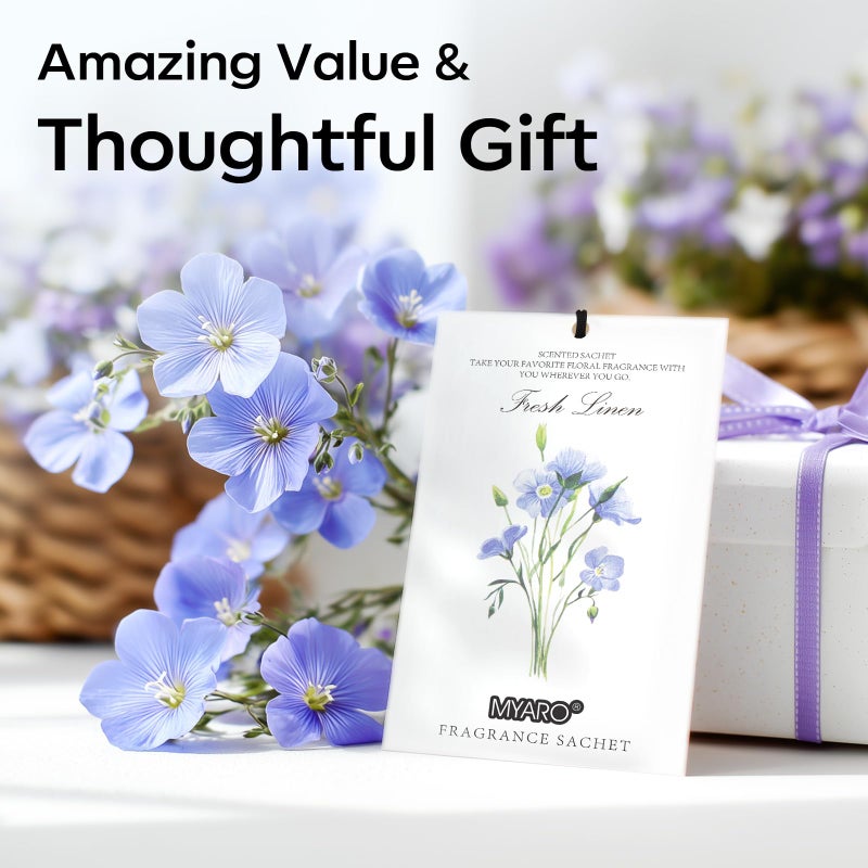 MYARO 12 Packs Linen Scented Sachets for Drawer and Closet, Long Lasting Fresh Scent Air Freshener & Odor Eliminator Home Fragrance Potpourri Bag - Image 5